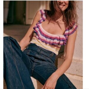 Sezane Leya knit Ruffles Multicolor Top